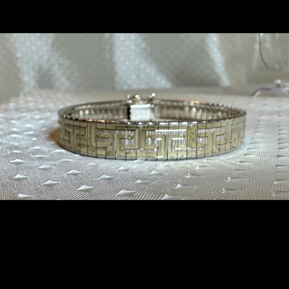 Vintage Two-toned Greek Style Bracelet! 14k/925! - Picture 8 of 14